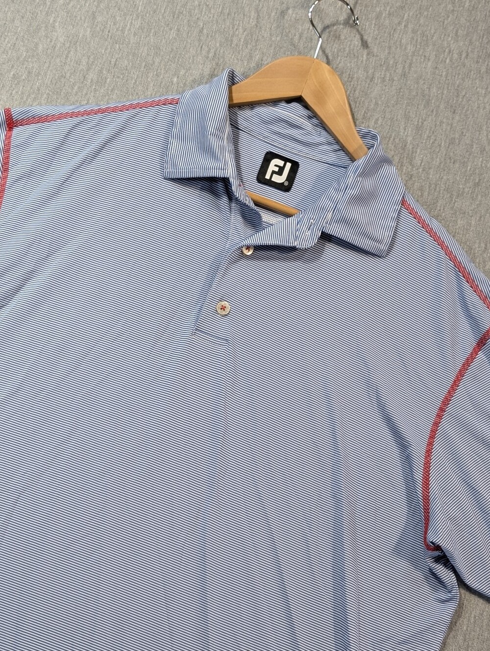 FootJoy Striped Golf Polo Shirt Men's XL Blue White Red